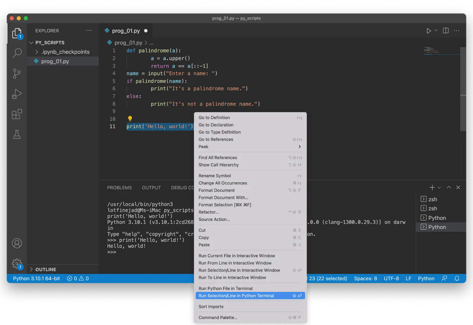 Run Selection/Line in Terminal