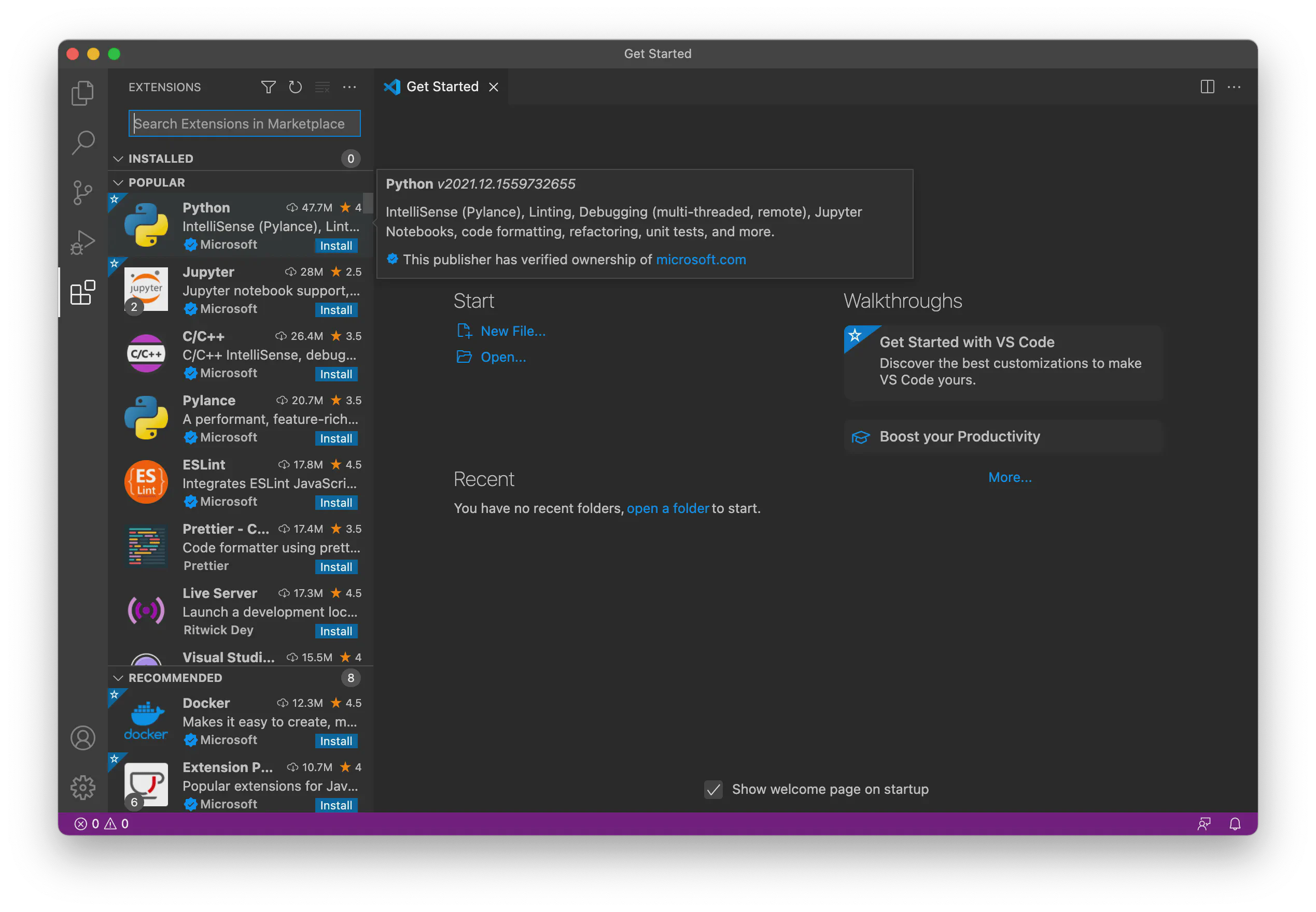 Select Python Extension